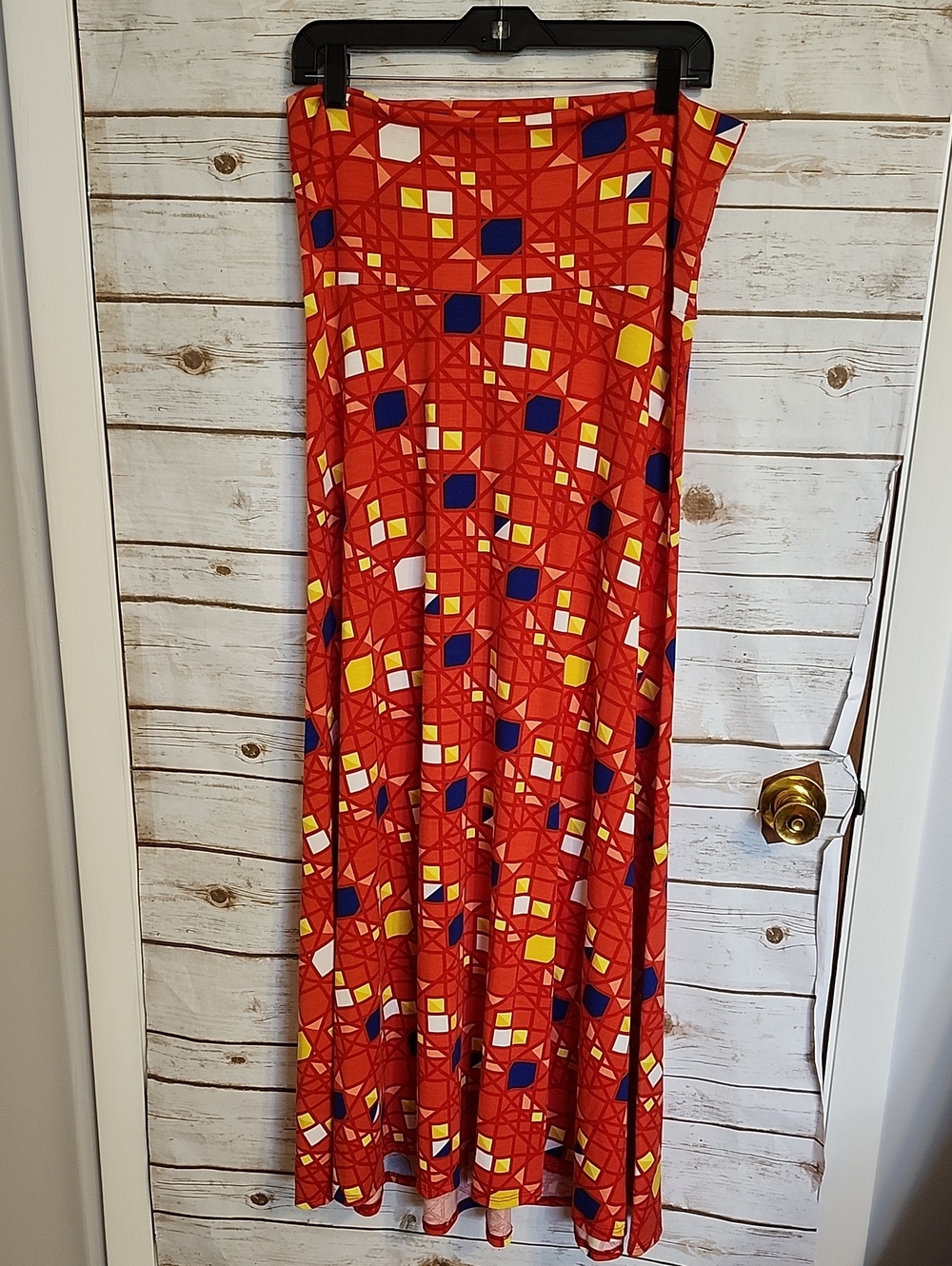 LuLaRoe Red Geometric Maxi Skirt Large